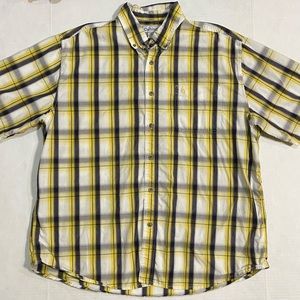 Carhartt Yellow Plaid Short Sleeve Workwear Button Shirt Men’s Size 2XL XXL